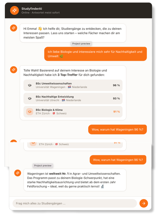 Chat Ergebnis Vorschau